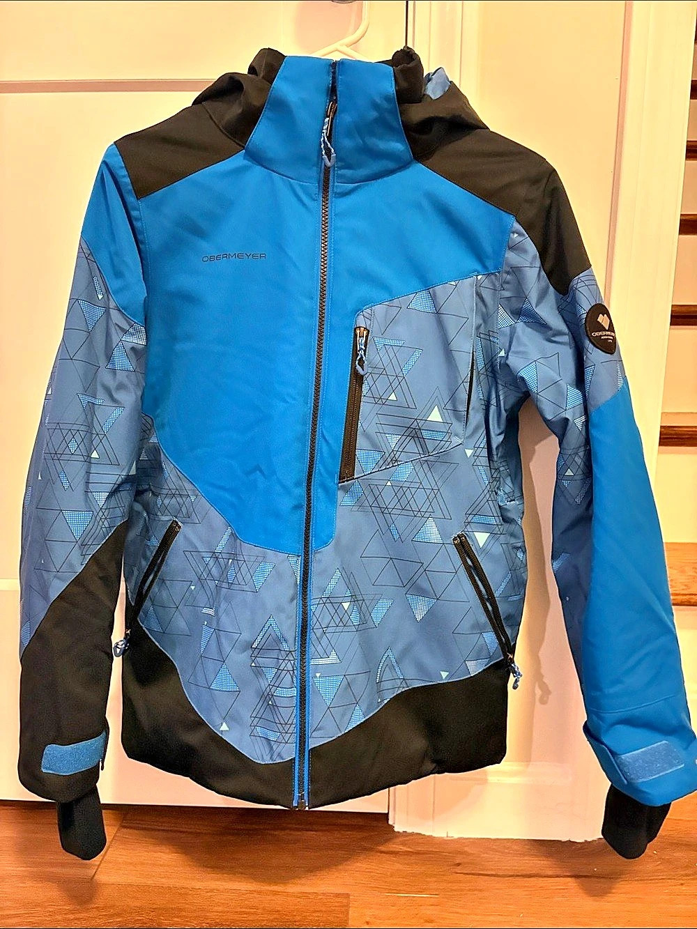 Obermeyer Kids Geometric Ski Jacket Blue & Black Size 14-16